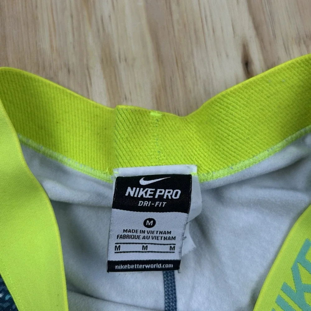 Nike Pro Women's Medium Blue Pattern Athletic Pants 744843-499 Dri-FIT Training